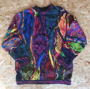 COOGI 90s 3D Knit Sweater Mens Designer Size L Multicolor Auth From Japan RIN - Bild 1 von 24