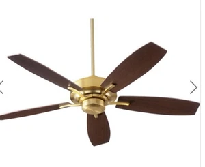 Quorum SOHO 52" Aged brass ceiling fan Weathered Oak/Walnut Blades 64525-80 - Picture 1 of 2