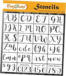  Reusable 24 Pcs 24 Pcs - 4.5"x7" Each Calligraphy Cursive Letters & Numbers - Picture 1 of 7