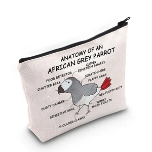 G2TUP Anatomy African Grey Papagei Kosmetiktasche - Mutter & Besitzer Geschenk (weiß) - Bild 1 von 7