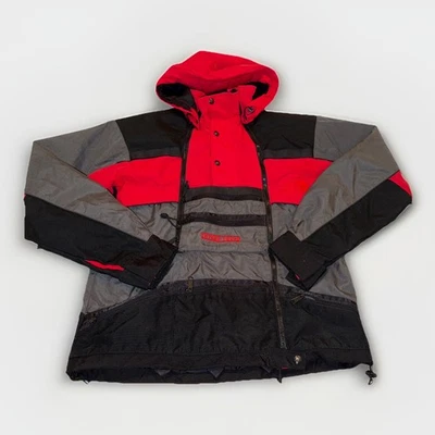 复古 North Face 男式 Steep Tech 夹克滑雪滑雪滑雪板外套红色黑色小号 — 第 1/4 张图片
