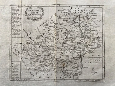 Mapa antiguo de Morden 1701: Hertfordshire Foto 1 de 4