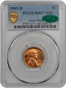1942-D Lincoln PCGS (CAC) RD 67+ - Picture 1 of 4