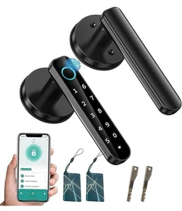 Smart Biometric Door Lock Bluetooth APP Control Fingerprint Door Lock Handle - Picture 1 of 8