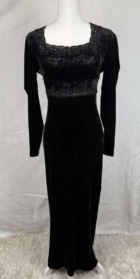 Cache Women Velvet Fairy Grunge S Milkmaid Lace Embroidered Coquette Stretchy - Image 1 of 4