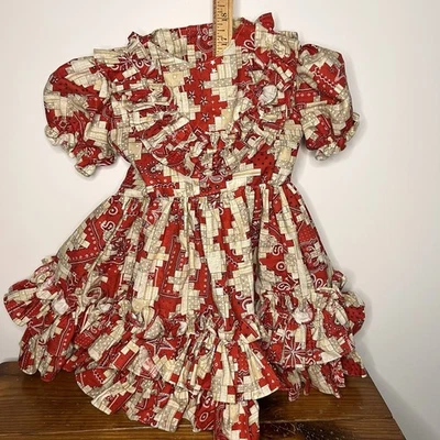 VTG Full Circle Toddler Dress Red Bandana Ruffled Layered approx 18-24 months  - Image 1 of 4
