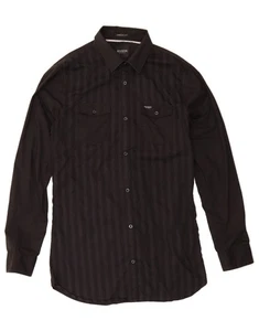 GUESS Mens Longline Fit Shirt Medium Black Striped Cotton CP09 - Picture 1 of 4
