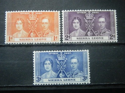 Сьерра-Леоне KGVI 1937 коронационный выпуск SG185-187 UM/MNH - Изображение 1 из 2