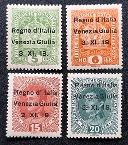 1918 Regno Terre Redente Venezia Giulia 4 valori MNH Sass. 2 - 3 - 6 - 7 - Foto 1 di 2