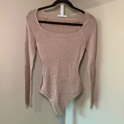 Body Abercrombie & Fitch Pointelle XS Manga Larga Tejido Cuello Cuadrado Neutro Foto 1 de 4