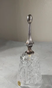 Vintage Royal Crystal Rock Genuine Lead Crystal Bell Silverplated Handle Italy  - Picture 1 of 6