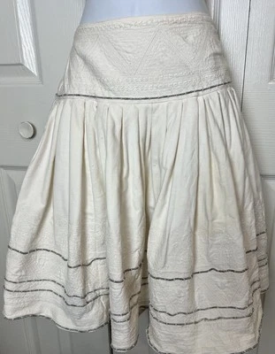 Falda Ralph Lauren Metálica con Cordón Dirndl Reunida Blanca Completa Estructurada Gota Foto 1 de 4