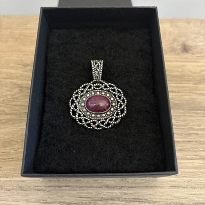 Carolyn Pollack Sterling Silver Gemstone Pendant Enhancer Rhodochro. - Image 1 of 4