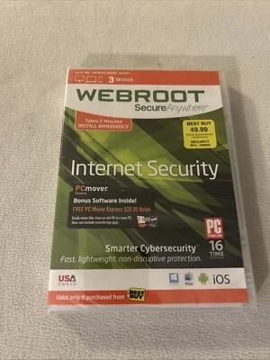 Webroot Secure Anywhere Internet Security Windows 10 Compatible 3 Devices KEY - Image 1 of 4