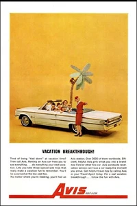 1964 vintage Auto Rental,  AVIS Rent-a-Car White Ford Convertible  nice  100622 - Picture 1 of 1