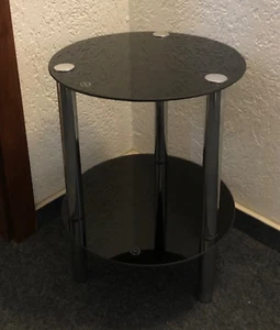 Beistelltisch Glas schwarzglas/chrom Höhe 46,5 cm - Bild 1 von 3