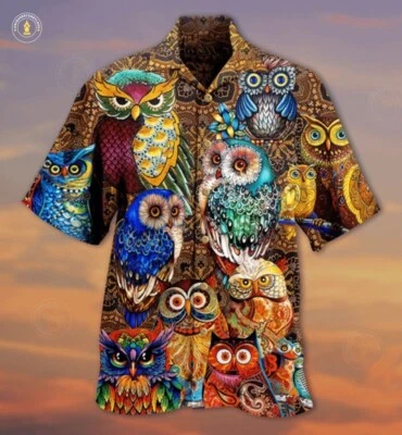 Owls Full Color Love Hawaiian Shirt HALLOWEEN GIFT CHRISTMAS GIFT US SIZE - Image 1 of 4