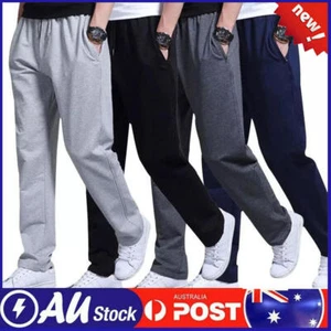 Mens Stretch Track Pants Track Suit Pants Casual Elastic Waist Jogger Sweatpants - Picture 1 of 14
