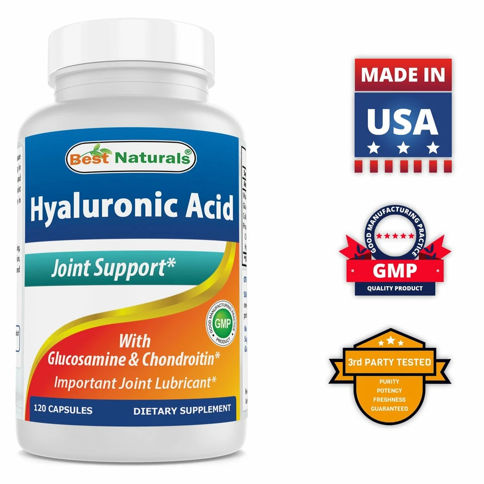 Best Naturals Hyaluronic Acid 100 mg 120 Capsules - Supports Healthy Joints/Skin - Image 1 of 4
