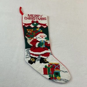 Medias de Navidad Santa Bolsa de Juguete Tren Hecho a Mano Tapiz de Lana a Punta de Aguja De Colección - Imagen 1 de 8