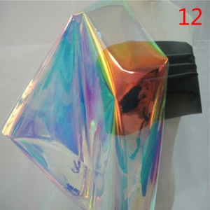 45X95cm Clear Holographic Iridescent PVC Fabric Fluorescent Clothing Crafts - Picture 1 of 24