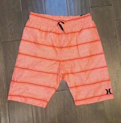 Pantalones Cortos de Natación Hurley Niños Naranja Negro Rayas 14/16 Nuevos con Etiquetas Foto 1 de 2