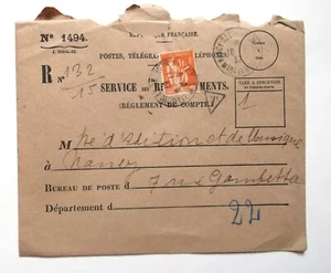 Antiguo Documento Carta Servicio De Recaudaciones PTT Sello Tipo Paz 1F 1937 - Imagen 1 de 1