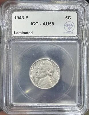 1943 P Nickel Jefferson ICG AU-55 IDC Verified Laminated - Image 1 of 2