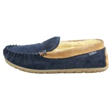 LL Bean Men's Blue Suede Wicked Good Shearling Lined Venetian Slippers Size 10 M