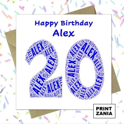 PRINTZANIA PERSONALISED 20TH BIRTHDAY CARD Son Nephew Grandson Godson Brother ACD