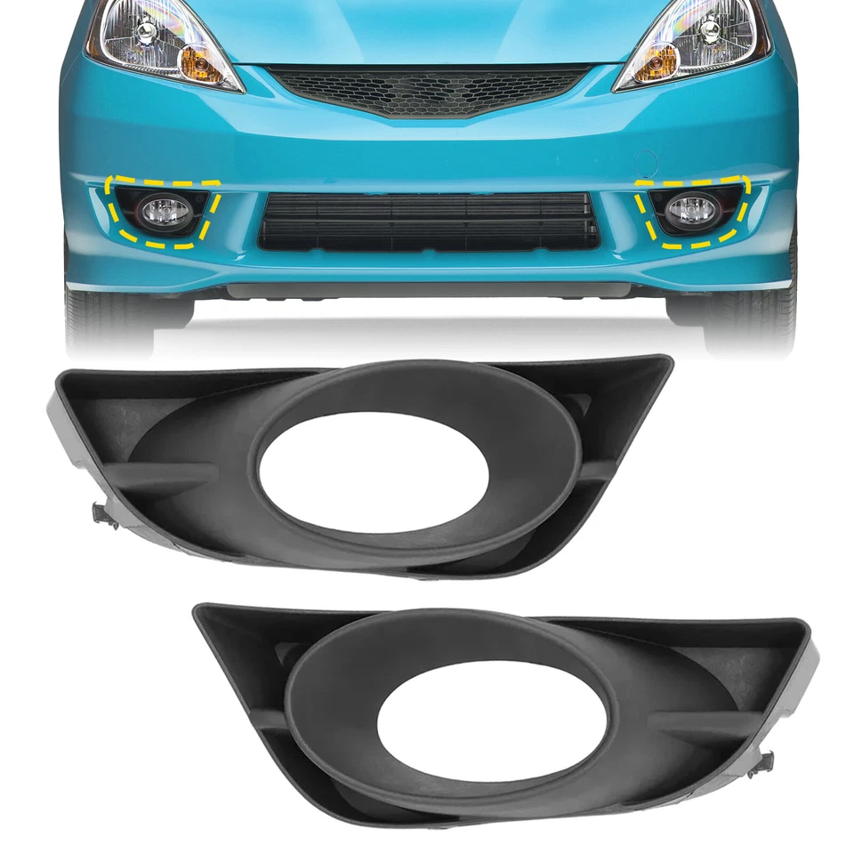 Pair Black Replacement Fog Light Bezel Lamp Cover For Honda Fit 2009 2010 2011 - Imagem 1 de 4