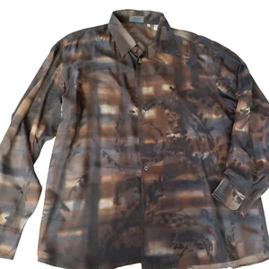 CAMISA DE SEDA MESSON VINTAGE PARA HOMBRE Hecha en Italia GEOMÉTRICA Seda XL Mangas Largas - Imagen 1 de 5