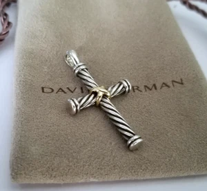 DAVID YURMAN - 100% Auténtico Oro 18K X Cable Cruz Colgante - ¡Prístino! - Imagen 1 de 4
