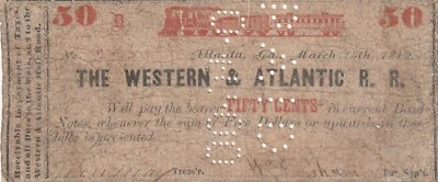 USA 1862 Western & Atlantic R.R. 50 Cent Note - Image 1 of 3