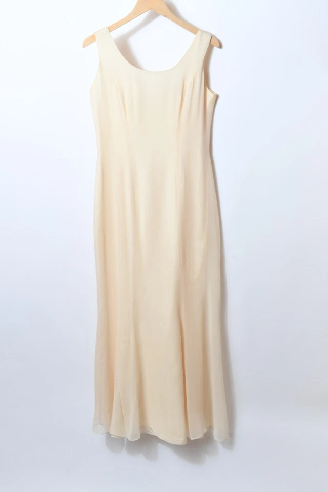 Vestido de novia Watters marfil largo sin mangas seda talla 10 LEER Foto 1 de 4