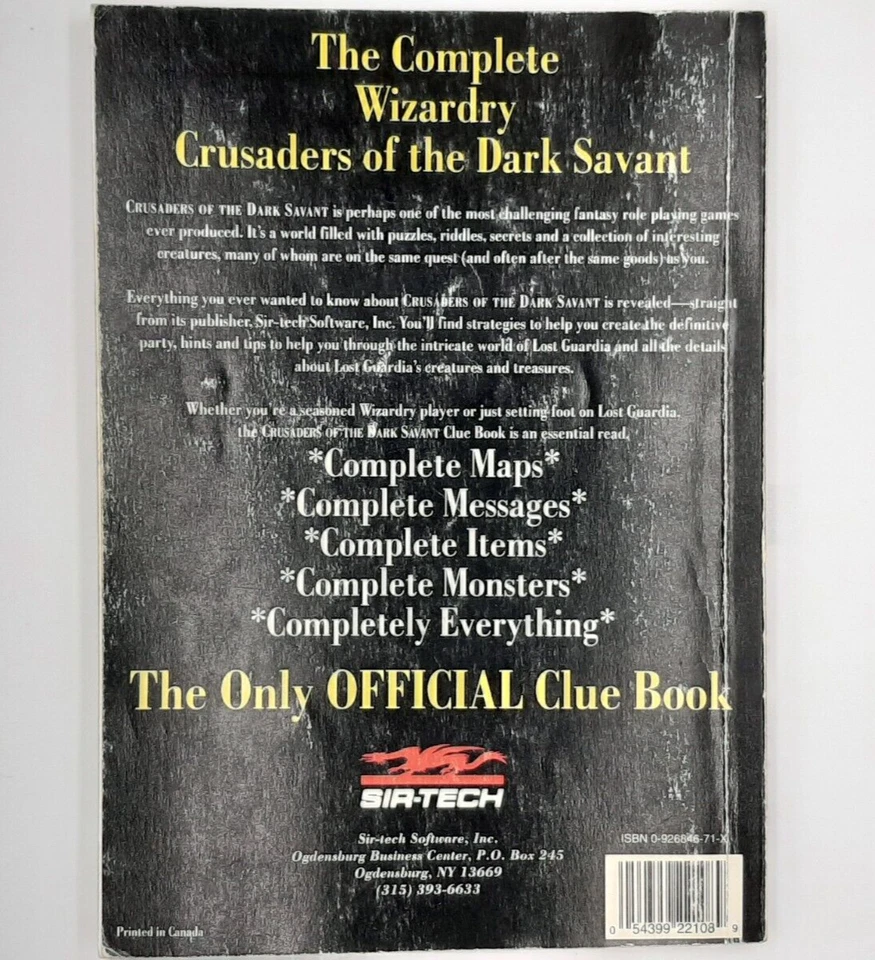 Wizardry Crusaders Of The Dark Savant Clue Book--VERY GOOD - Image 1 of 2