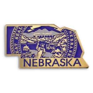 PinMart's State Form von Nebraska und Nebraska Flagge Anstecknadel - Bild 1 von 2