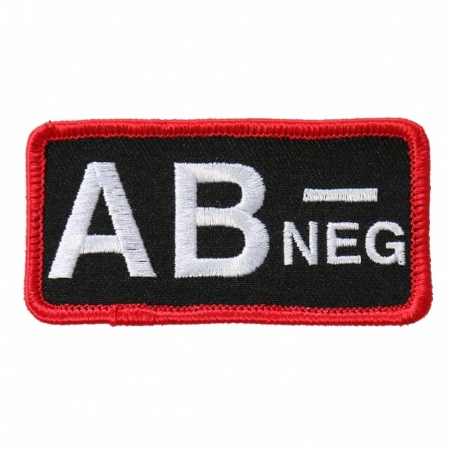 BLOOD TYPE AB NEG, High Thread Embroidered Iron-On / Saw-On, ab- NEGATIVE PATCH - Image 1 of 1