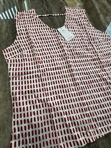 NUEVO CON ETIQUETAS - Talla XL - Passion Lilie - 100% Algodón Blanco y Rojo Fireline Camiseta sin Mangas Geométrica - Imagen 1 de 3