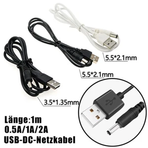 USB Stromkabel auf DC Hohlstecker 5.5*2.1 mm/3.5*1.35 mm 5V Ladekabel 0.5A/1A/2A - Picture 1 of 13