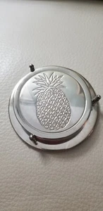 Pineapple Coasters SilverPlate Embossed With Holder, Set Of 4 - Picture 1 of 9