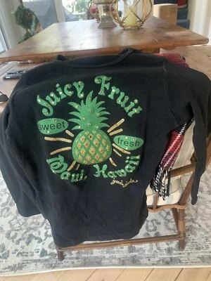 Camiseta JOOMI JOOLZ Preta Manga 3/4 Strass Vintage JUICY FRUIT MAUI HAVAÍ - Imagem 1 de 4