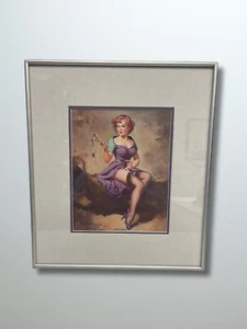 Gil Elvgren's 1958 'It's a Snap' Pin-Up Print in Silver Colored Frame 16" x 14" - Picture 1 of 11
