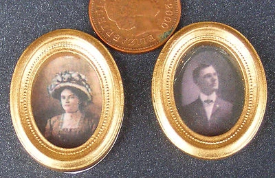 Dolls House 2 Victorian Framed Portrait Pictures Tumdee 1:12 Scale Accessory Art - Image 1 of 4
