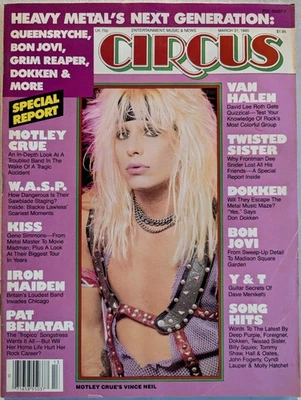 Circus Magazine March 1985 Motley Crue, KISS, WASP, Van Halen, Bon Jovi, Benatar - Image 1 of 4