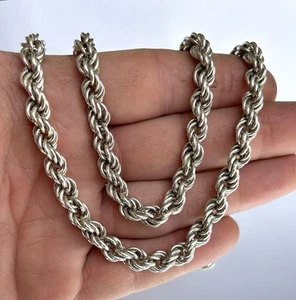 HUGE Mens 925 Silver Rope Chain Necklace / Chunky 8mm Links - 49 Grams - Picture 1 of 6