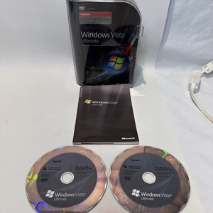Microsoft Windows Vista Ultimate 32/64-Bit 2 Disc Set w/ Key & Book – Good - Picture 1 of 9