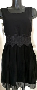 Black Dress Laura Clement Pleated Sleeveless Size 38 Fr Very Good Condition - Picture 1 of 10