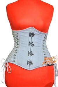 Corsé debajo del busto de algodón blanco: top de entrenamiento de cintura deshuesada de acero - Imagen 1 de 5