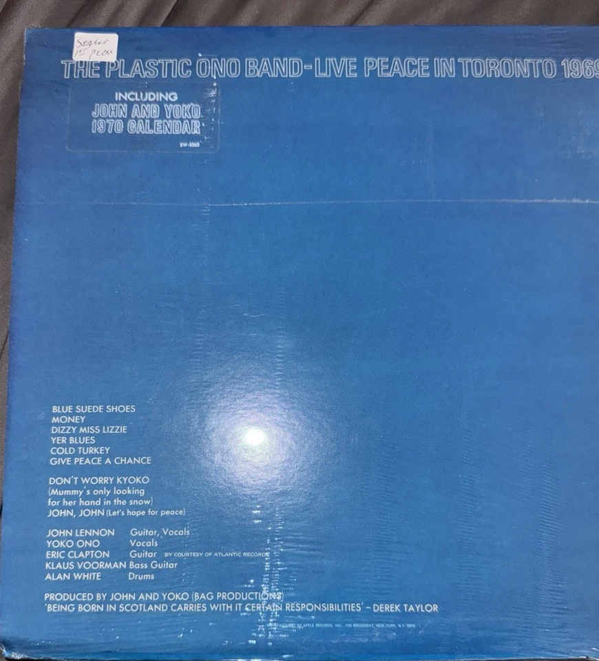 hype Lennon Plastic Ono Band Live Peace In Toronto 1970 SEALED LP wire calendar - Image 1 of 4